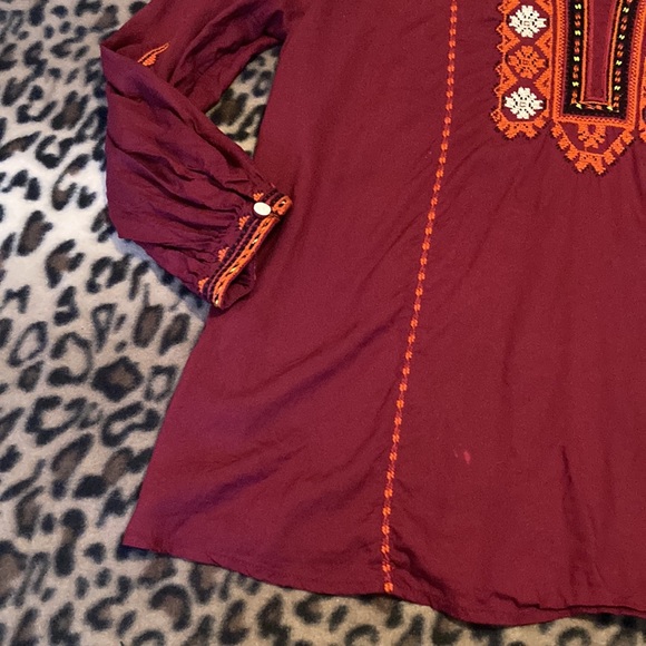 2 for $13 LUCKY BRAND Shirt V-Neck Women's Size M Bohemian Top Lucky Brand Boho - Picture 9 of 11